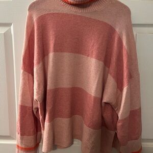 J. Crew Pink and Orange Striped Turtleneck Sweater NWT 2X